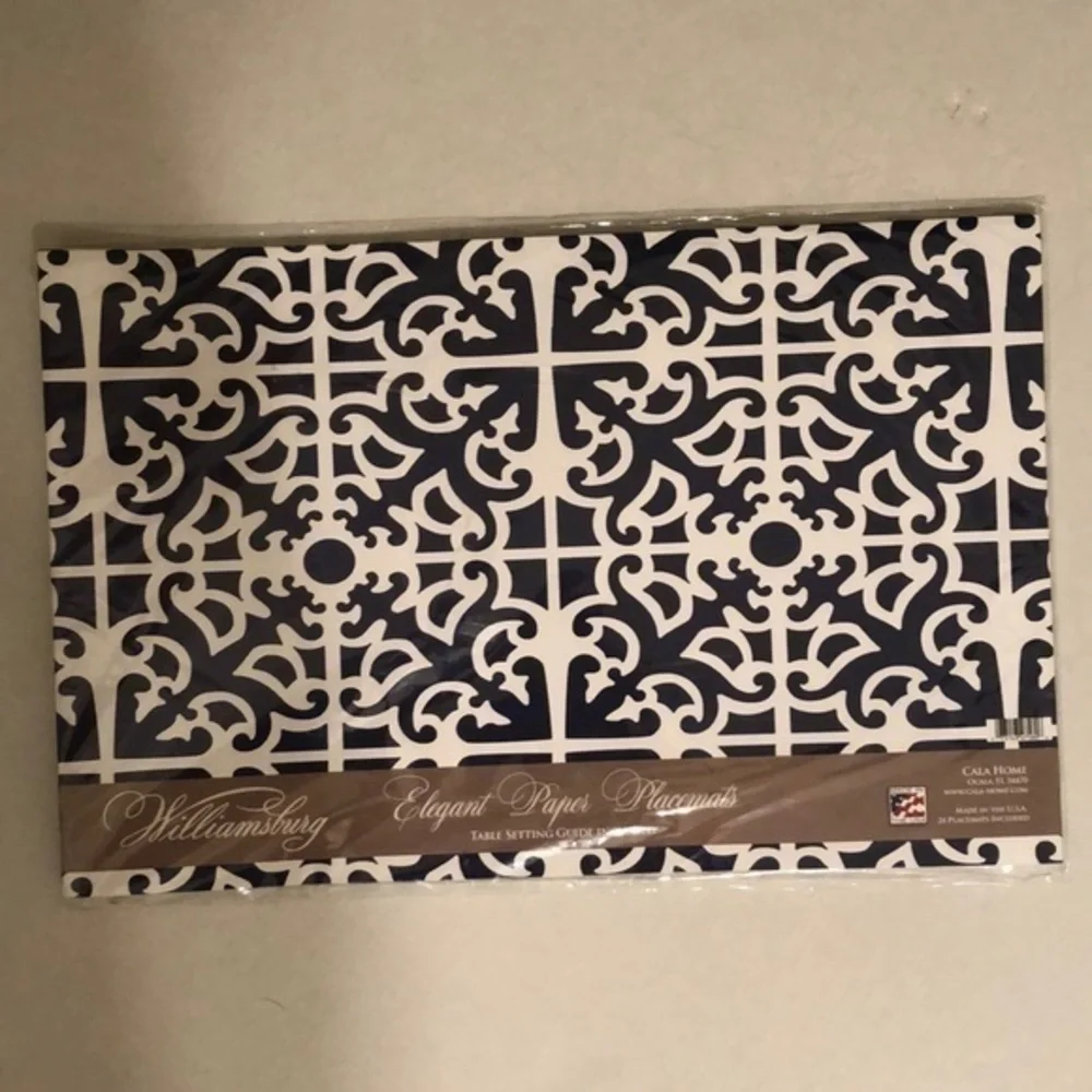 Elegant Williamsburg blue and white deluxe paper placemats 23 total